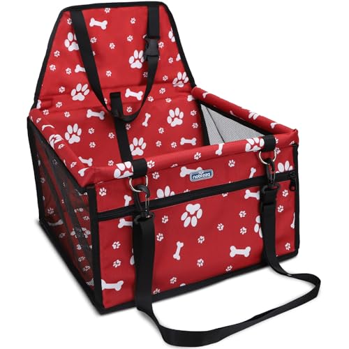 Nobleza Seggiolino Auto per Cani di Taglia Piccola, Trasportino Auto Borsa per Cani, Coprisedile Impermeabile per Proteggere Sedile di Automobile per Animali Domestici, 40 * 34 * 25cm(Rosso)