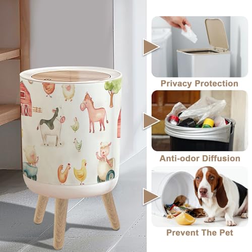 Caneca de Basura Pequeña con Tapa y Patas de Madera 7 L miniatura 4