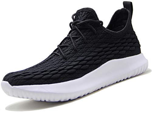 CAMVAVSR Walking Shoes for Men Lightweight Breathable Mesh Athletic Shoes Fashion Soft Sole Easy Wear Running Sneakers for Men Squama Shoe Black Size 10