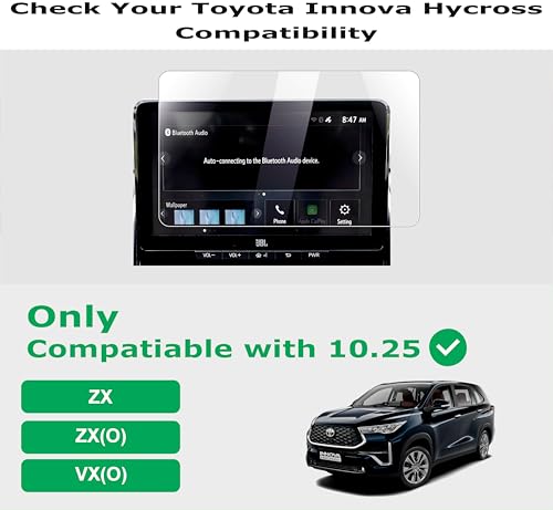 Image of OHAYO 9H Hard Screen Protector for Toyota Innova Hycross ZX 10.1 Inch Infotainment Display | Military Strength, Scratch Resistant, Hydrophobic Protective Film | HD Clear, Bubble-Free, Not Tempered Glass | Full Coverage Car Display Protection