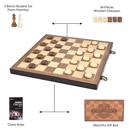 Amerous 19148 Magnetic Wooden Chess And Checkers Game Set, 15 Inches (2 In 1) Chess Board Games thumb #7
