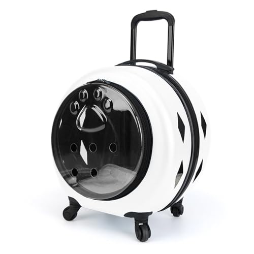 Pet Carrier on Wheels, Portable Travel Backpack for Cats, Transparent Large Capacity Trolley Case