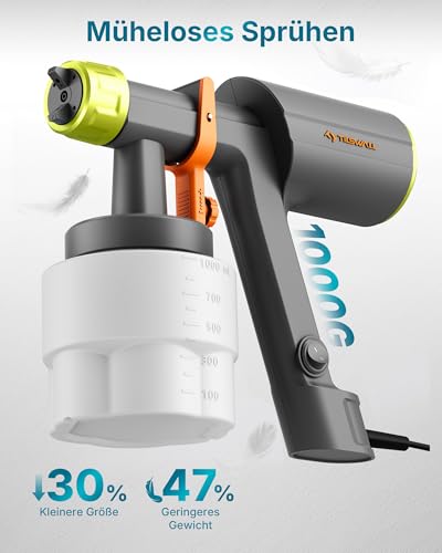 Tilswall Powerful & Lightweight Electric Paint Sprayer, 1000ml Detachable Cup, - image 5
