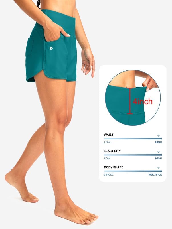G Gradual Women's 3" High Waisted Swim Board Shorts with Pockets Quick Dry Swimsuit Bottoms Bathing Suit for Women with Liner - Image 5