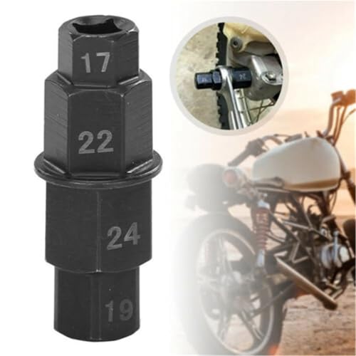 Clé à douille pour essieu de moto multi-taille 17 à 24mm noire - 4