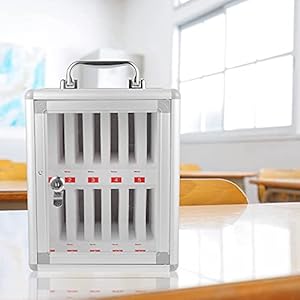 HPTK 12 Slots Aluminium Pocket Grafiek Opbergkast Voor Mobiele Telefoons Wandmontage Grafiek Opslag Locker Doos Met Veiligheid Slot En Handvat Voor Klas En Kantoor