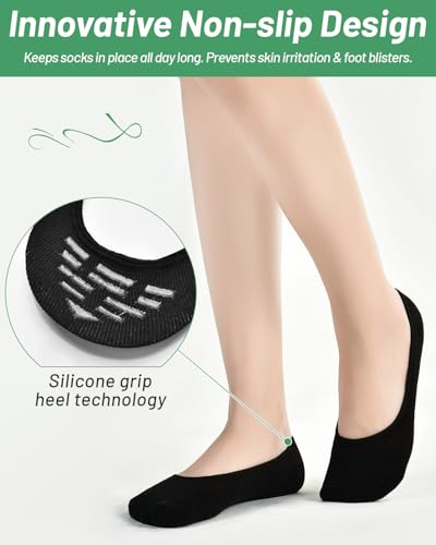 Image of RYI 5-Pack No Show Socks for Women Size 6-9 Ankle Invisible Non-slip Athletic Socks