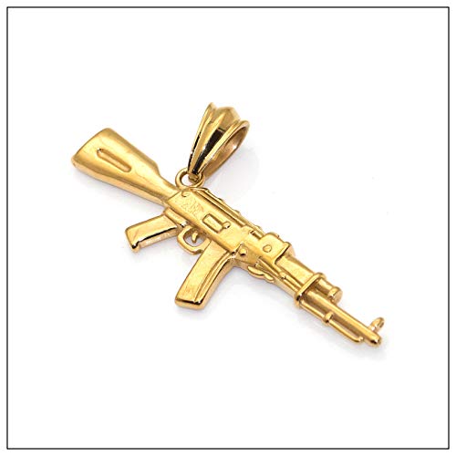 Hip Hop Stainless Steel AK-47 Gun Pendant Necklace,22inches Link Chain4