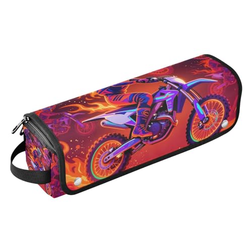 Bolso organizador de viaje para herramientas de cabello y tapete resistente al calor impermeable para planchas, rizadores y otros accesorios con diseño vibrante de llamas Motocross miniatura 1