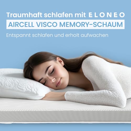 ELONEO Viscoelastischer Matratzen Topper 80x190cm, Matratzentopper mit Memory Foam Effekt, 5 cm Höhe, Matratzenauflage für Bett und Boxspringbett inkl. atmungsaktivem Mesh-Bezug und Eckschlaufen