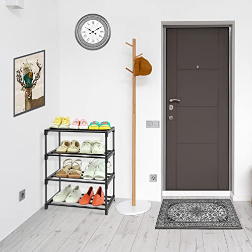 Hithim 4-Tier Free Standing Shoe Racks, Small Shoe Rack For 6-8 Pairs Shoe Storage,Kids Shoe Racks For Small Place,Lightweight Stackable Shoe Shelf Organizer For Entryway, Doorway And Closet,Black #TOP1