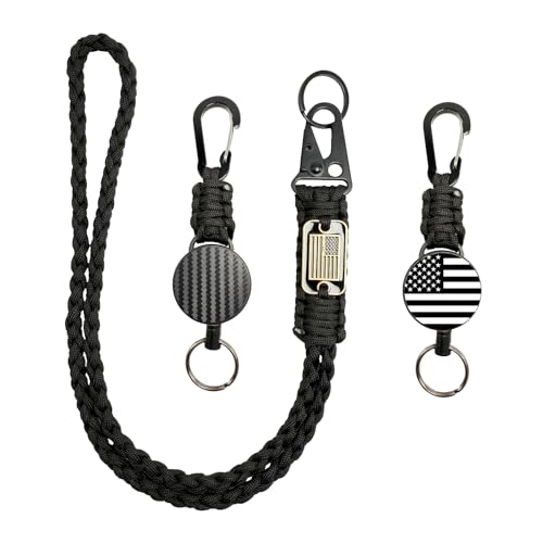 Cordon en paracorde tressée robuste avec bobine badge et porte-clés