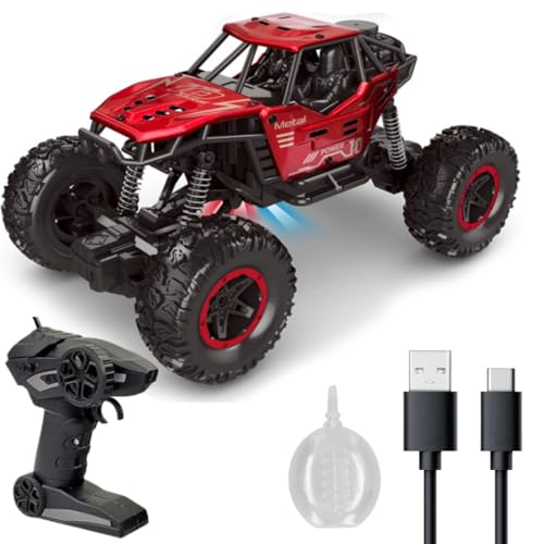 Image of RC Rock Crawler 2x2 Big Tyre Monster Truck | Metal Body, Dual Motor, Remote Control, Rechargeable Battery, Off-Road Climbing Car for Kids & Adults