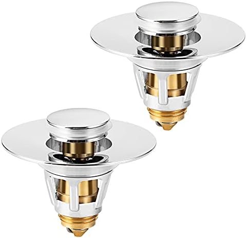 Drifop Universal Bathroom Sink Stopper, Basin Pop-up Sink Drain Strainer, Bathroom Sink Plug with Stainless Steel Hair Catcher for 1.1-1.5 inch Drain(2 PCS, Silver)