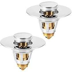 Drifop Universal Bathroom Sink Stopper, Basin Pop-up Bathroom Sink Drain Strainer, Bathroom Drain Stopper with Stainless Steel Hair Catcher for 1.1-1.5 Inch Drain(2 PCS, Silver)
