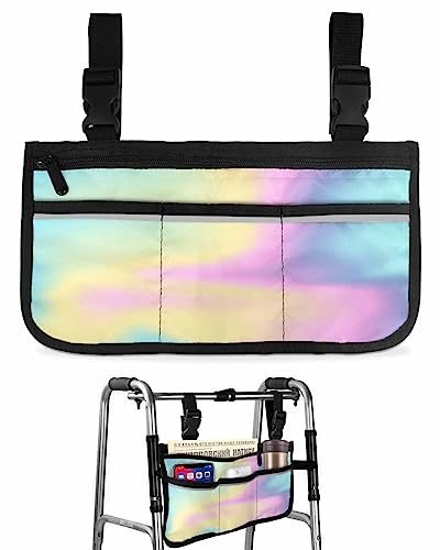 Purple Pink Ombre Wheelchair Side Bag Walker Bag, Colorful Teal Color Gradient Wheelchair Accessories Armrest Pouch, Organizer Storage Bag for Walkers, Rollators, Scooters, 7.3''x13''