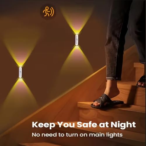 Image of GITGRNTH RGB LED Indoor Wall Light with Motion Sensor & Color Changing (Rechargeable) | Modern Up /Down 2 Way Wall Lamp with Automatic RGB Color Cycling Perfect for Living Room, Wardrobe