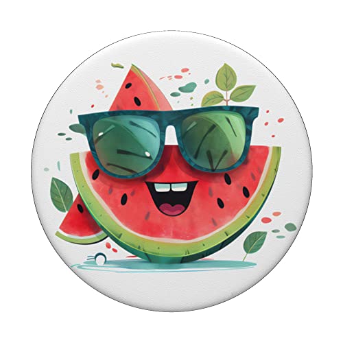 Watermelon Summers Cute Fruit Sunglasses Vacations Tropical PopSockets Swappable PopGrip, Black - Image 3