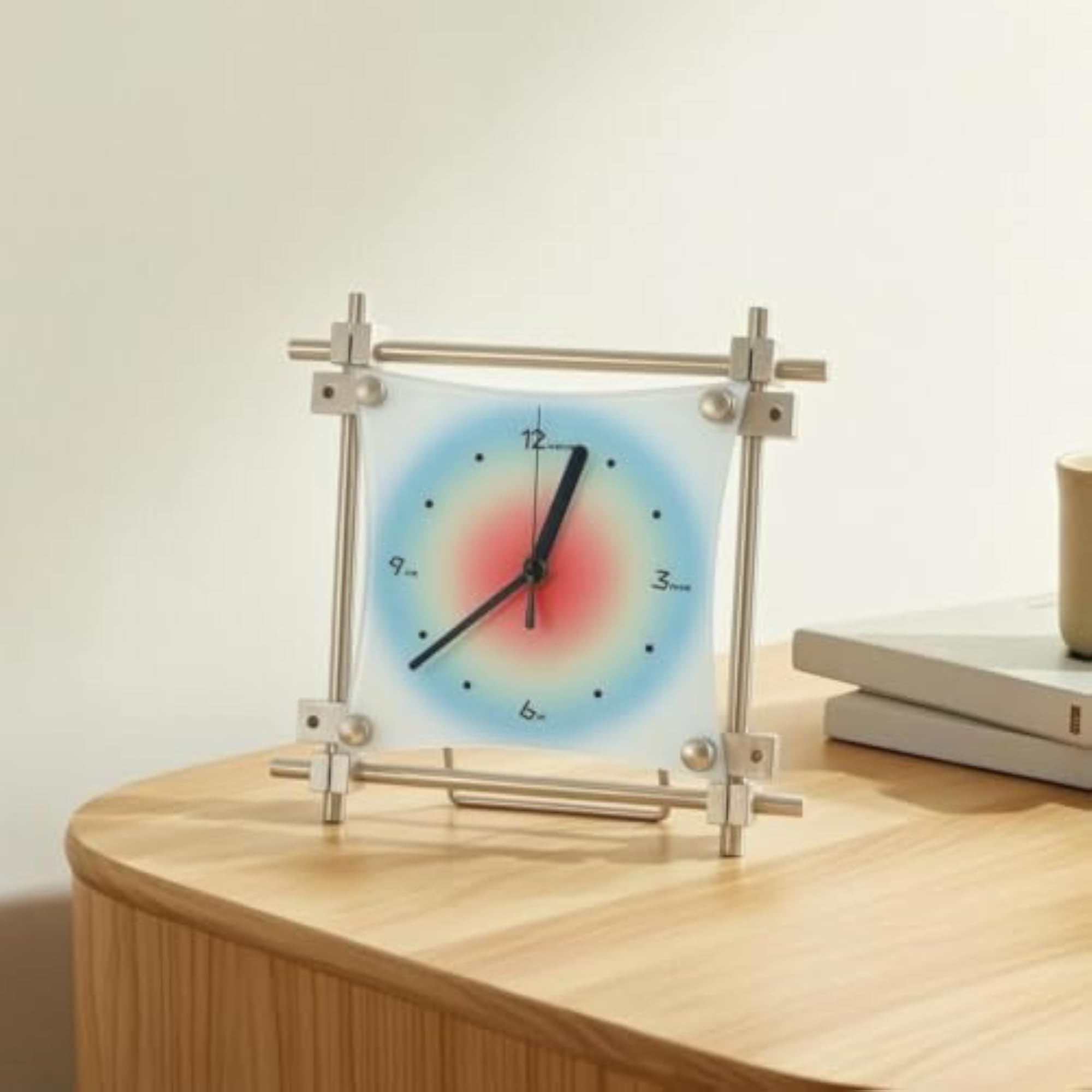 Analog Clock with Stand, Modern Square Acrylic