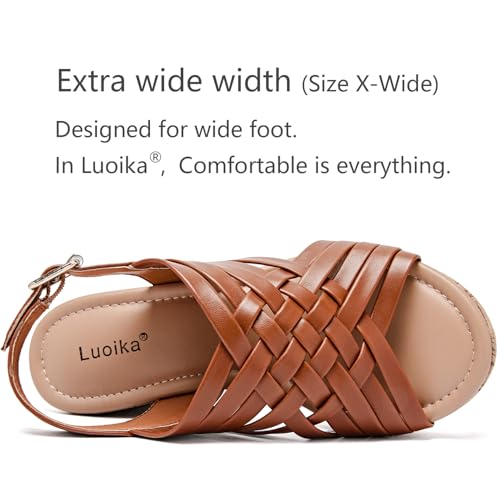 Luoika Women's Wide Width Wedge Sandals, Platform Wedge Pump Heel Ankle Strap Open Toe Women's Sandals Concise Casual Summer Shoes.3