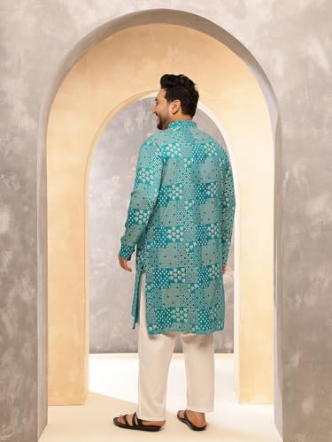 Image of SOJANYA Plus (Since 1958) Men's Cotton Blend Sanganeri Printed Long Kurta