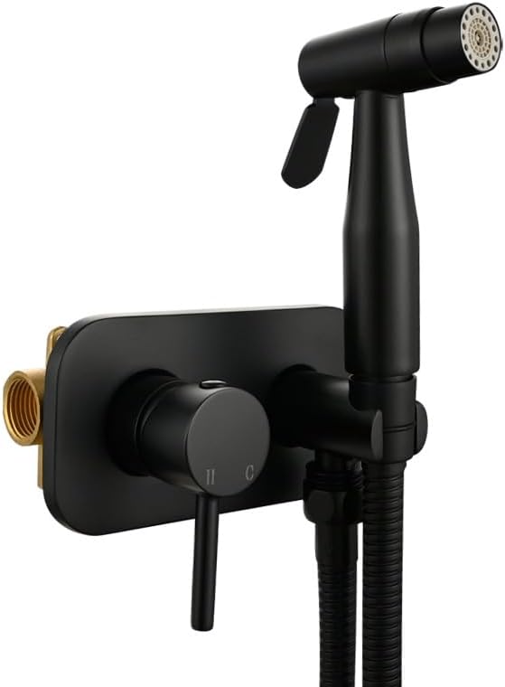 Handheld Bidet Sprayer Kit Single Handle Toilet Jet Wash Spray with Hot and Cold Water Seat Brass Black Dual Mode,