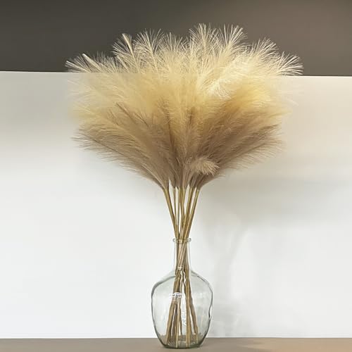 Image of 38 inch 10 Stems Faux Pampas Grass Tall Decor for Floor Vase (Beige Mixed)