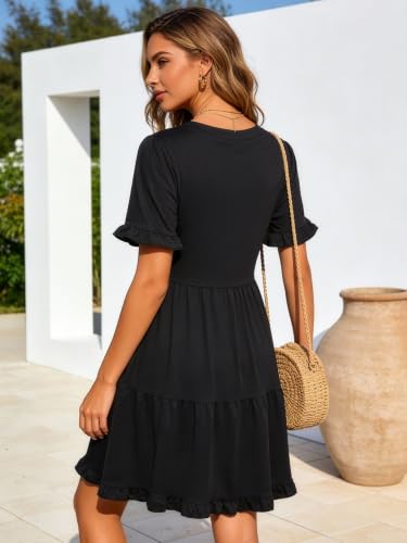 Image of Berydress Womens Summer Dresses 2026 Short Sleeve Babydoll Mini Sun Dress