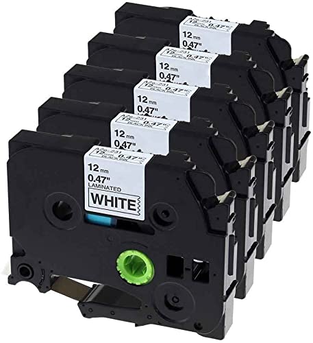 OUGUAN 5x Black onWhite���x�����O�e�[�v12mm�݊��u���U�[P-touchTZe-231 TZe231���~�l�[�g�e�[�v�J�Z�b�g�APT-H100LB PT-E100 PT-D400 PT-1250 PT-H110 PT-1000 PT-