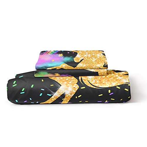 Suncloris, Rianbow Sparkling Dots Unicorn Bedding Set, 3D Digital Printing Rich Glitter Horse Quilt Cover Zippered Duvet Cover With 2 Pillow Shams For Kids And Adults (03, Queen) #TOP4