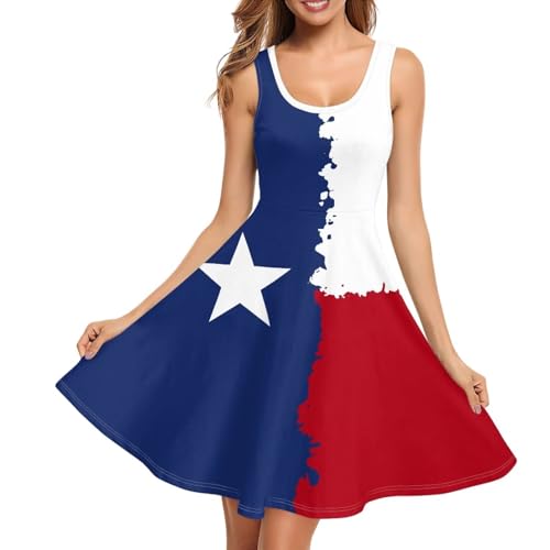 Image of Women Stylish Tank Dresses Sleeveless Round Neck Midi Casual Dress with Pocket for Summer