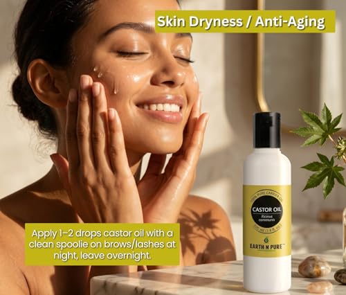 Image of Earth N Pure Castor Oil - 100% Pure & Natural for Hair, Skin, Lashes & Nails - Deeply Moisturizing - Vegan & Cruelty-Free | 100ml