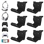 HLRAO 6 Pack Controller Wall Mount Holder,Adhesive/Screws Installation Wall Mount for PS5, Xbox, Switch Controller, Headset