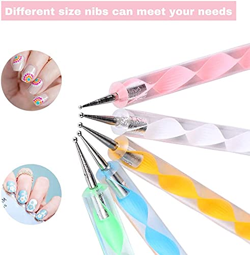 ikis 5PCS Nail Dotting Pen Marbleizing Dotting Painting Pen Polish Carving Tool,Paint Manicure Dot Nail Art Set - Multi-Colored - Image 5