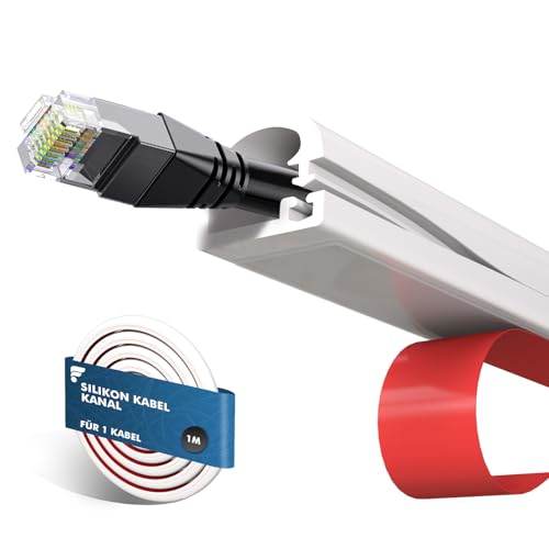 shinfly 1m Silikon Kabelkanal Flexibel für EIN Kabel, Kabelkanal Weiß Selbstklebend, Flexibler Kabelschacht für Kabels, Kabelleiste, Kabeltunnel Ideal für Wand-, Boden- & Decke...