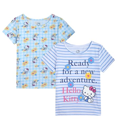 Lot de 2 t-shirts graphiques Hello Kitty pour filles de 4 à 12 ans