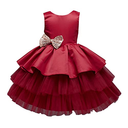 Image of Hopscotch Girls Polyester and Viscose Sleeveless Solid Party Dress in Maroon Color