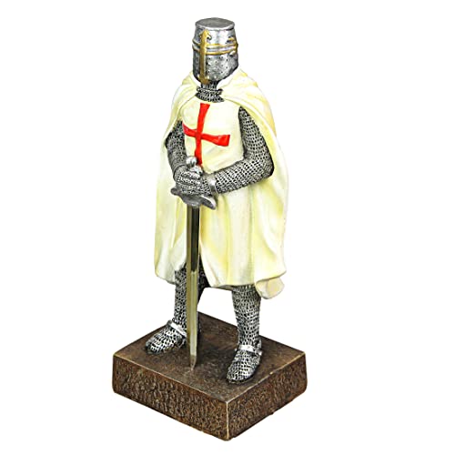 Estatua de Caballero Templario Medieval en Resina Pintada 10 Pulgadas miniatura 2