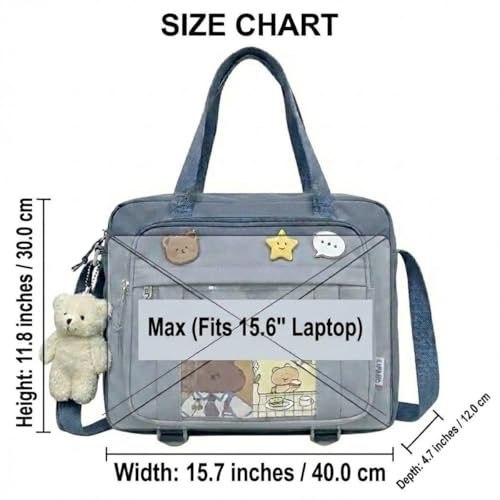 Image of Kawaii Crossbody Ita Bag for Women with Pin & Plush Bear - Japanese Messenger Bags Y2K Shoulder Purse