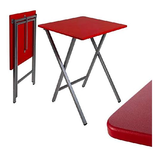 dcasa - Mesa Cuadrado Plegable roja 48x48x65 cm