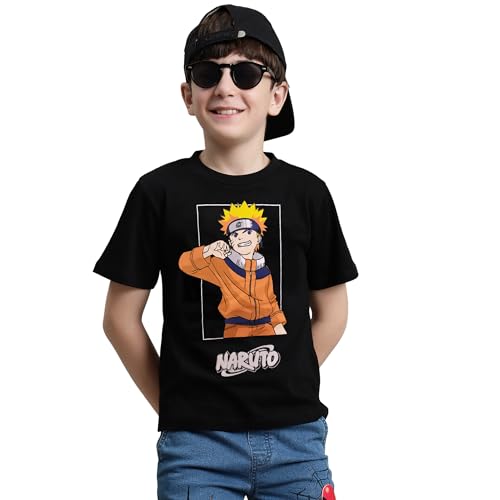 Image of Kidsville Official Naruto Anime Boys Half Sleeves Round Neck Graphic Character Printed Regular Fit Pure Breathable Cotton Fabric Tshirt