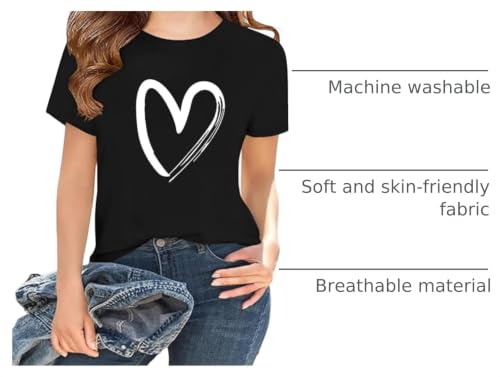 Image of Girls Short Sleeve Tee Shirts Kids Summer Crewneck Tops 5-14 Years