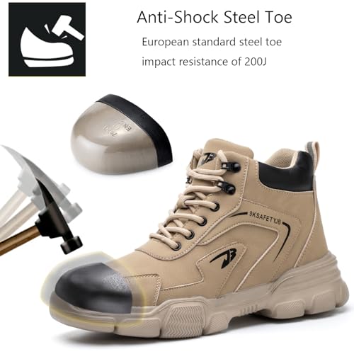 Waterproof Steel Toe Boots for Men Safety Work Boots Lightweight Steel Toe Shoes Slip Resistant Construction Boots3