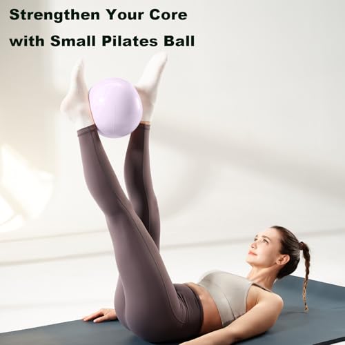 Image of Small Pilates Ball 9.8 Inch Slip Resistant Exercise Ball for Home Gym Yoga, Fitness, Physical Therapy, Stretching & Core Strength Workout - Purple