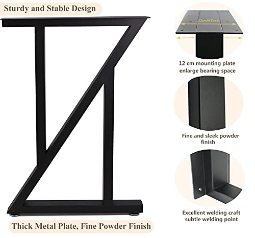 Haocute Furniture Legs Table Legs,Stable And Study Diy Dining Tabel Legs Furniture Legs Desk Legs Rustic Decory Square Tube Industrial Table Legs … (H28''Xw18'', Z) #TOP5