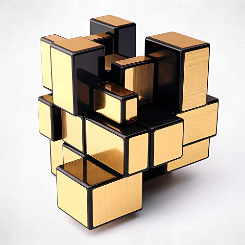 D-FantiX Shengshou Mirror Cube 3x3 Magic Cube Puzzles Golden Black