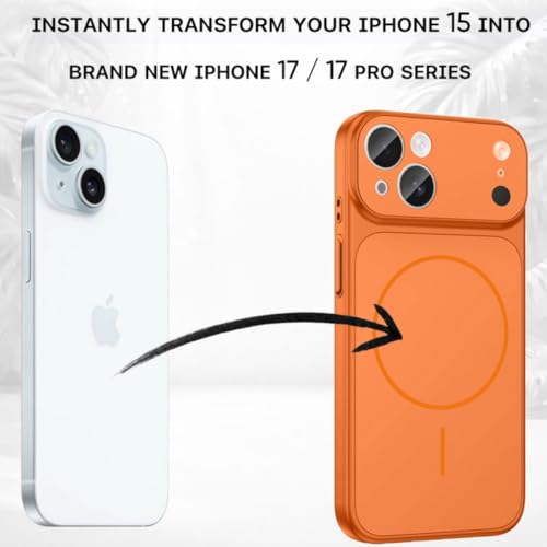 Image of SHINESTAR Converter Case for iPhone 15 | Premium Protective Mag-Safe Cover | iPhone 17 Pro / 17 Pro Max Series Style Design | in-Built Camera Guard | Wireless Charging Compatible - Orange