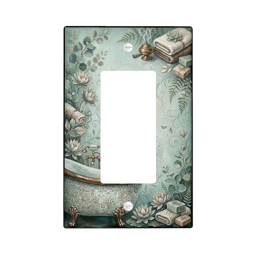 Cubierta de interruptor de luz basculante individual para tina, toalla de lirio de agua, sin agua, de plástico, tamaño estándar, para decoración de recámara, oficina, cocina, entrada