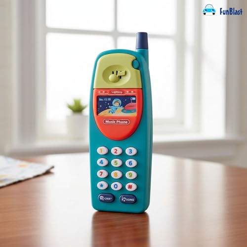 Image of FunBlast Cartoon Musical Mobile Phone for Kids, Mobile with Light & Sound Toys for Babies | Educational Toys for Kids 3+ Years /Boys /Girls-1 Unit (LightBlue-B)