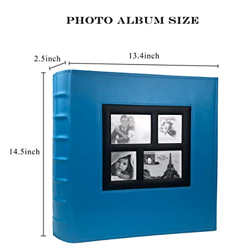 RECUTMS Photos Book Album 4×6 Hold 500 Pockets Leather Cover 3-Ring Binder Family Picture Album for Family Wedding Anniversary Baby Vacation Daughter Gift(Blue)